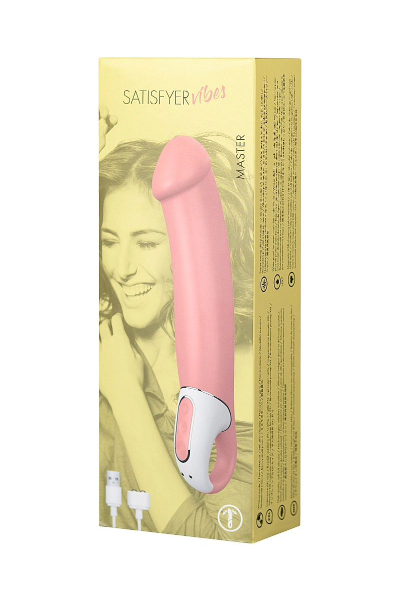 Нереалистичный вибратор Satisfyer Master, силикон, бежевый, 23,5 см.