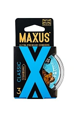 Презервативы Maxus Classic, классические, латекс, пластиковы кейс, 3 шт.