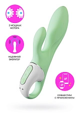 Вибратор с расширением Satisfyer Air Pump Bunny 5+ Connect App, силикон, мятный, 10 см