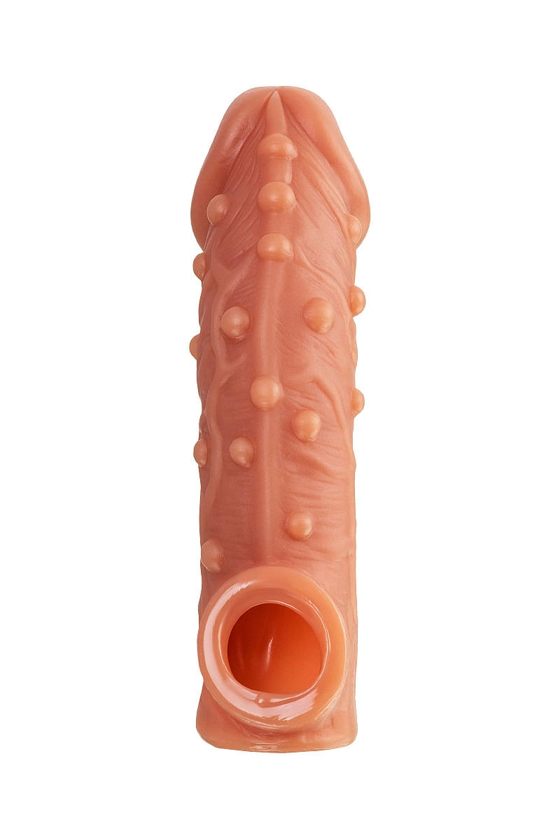 Насадка реалистичная KOKOS COCK SLEEVE 002-L с дополнительной стимуляцией, TPE, телесная, 17.6 см