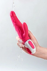 Нереалистичный вибратор Satisfyer Vibes Mr. Rabbit, силикон, красный, 22,1 см.