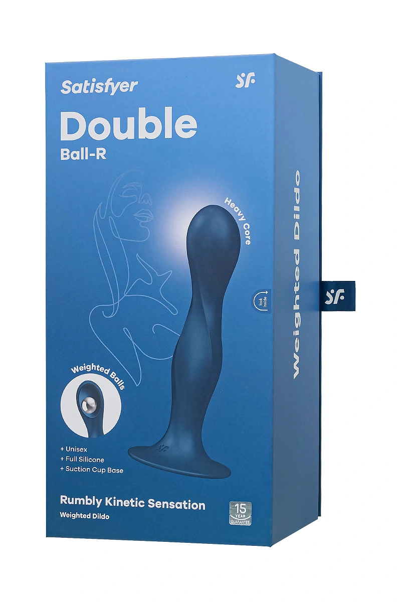 Фаллоимитатор Satisfyer Double Ball-R, силикон, синий, 18 см