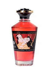 Масло массажное для тела Shunga «Клубника и шампанское»Sparkling Strawberry Wine,разогревающее,100мл