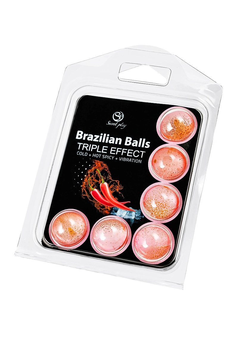 Массажное масло SECRET PLAY BRAZILIAN BALLS, тройной эффект, 6 х 4 гр