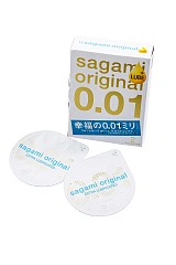 Презервативы Sagami, original 0.01, полиуретан, EXTRA LUB, 2 шт.