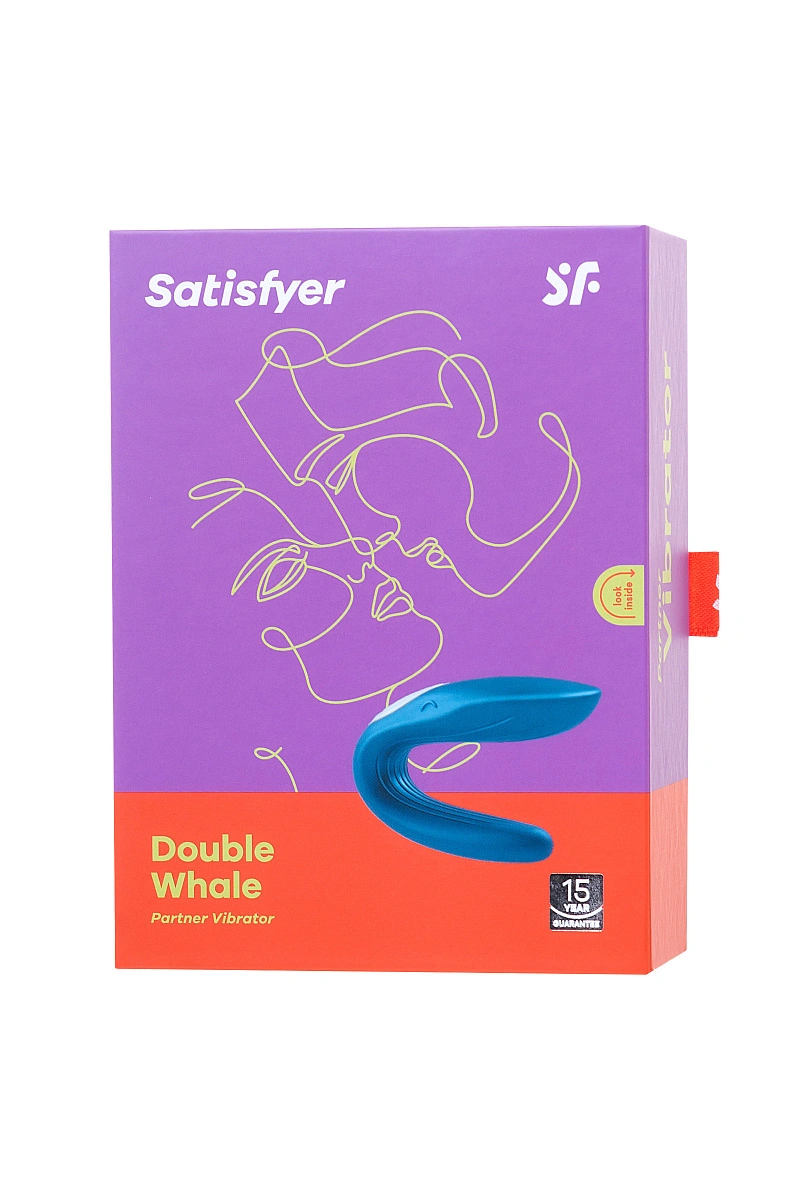 Многофункциональный стимулятор для пар Satisfyer Double Whale, силикон, голубой, 17 см.