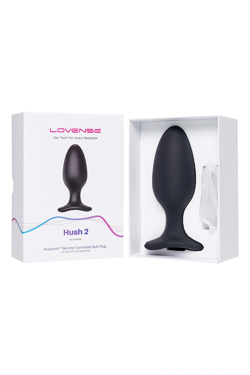 Анальная втулка LOVENSE Hush 2 (L), силикон, черная, 12,1 см