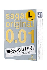 Презервативы Sagami, original 0.01, полиуретан, LARGE, 2 шт.