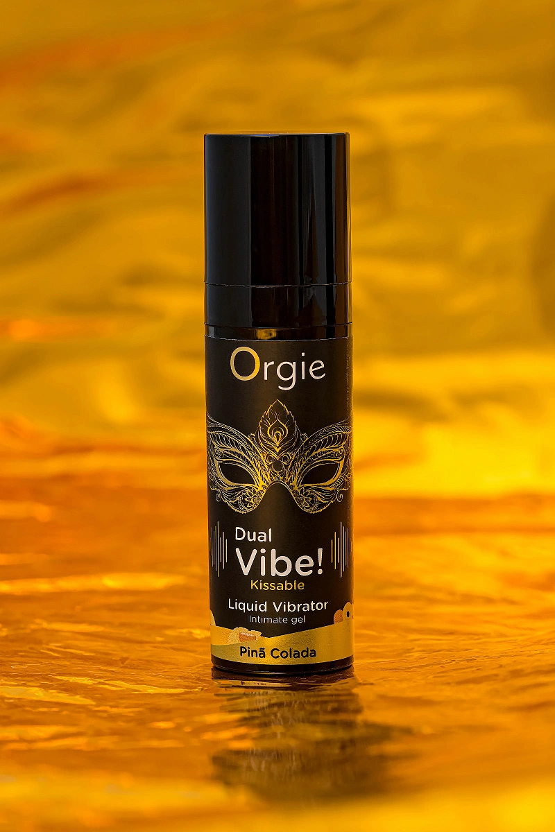 Съедобный гель с эффектом вибрации Orgie DUAL VIBE! - KISSABLE, со вкусом пина колада, 15 мл