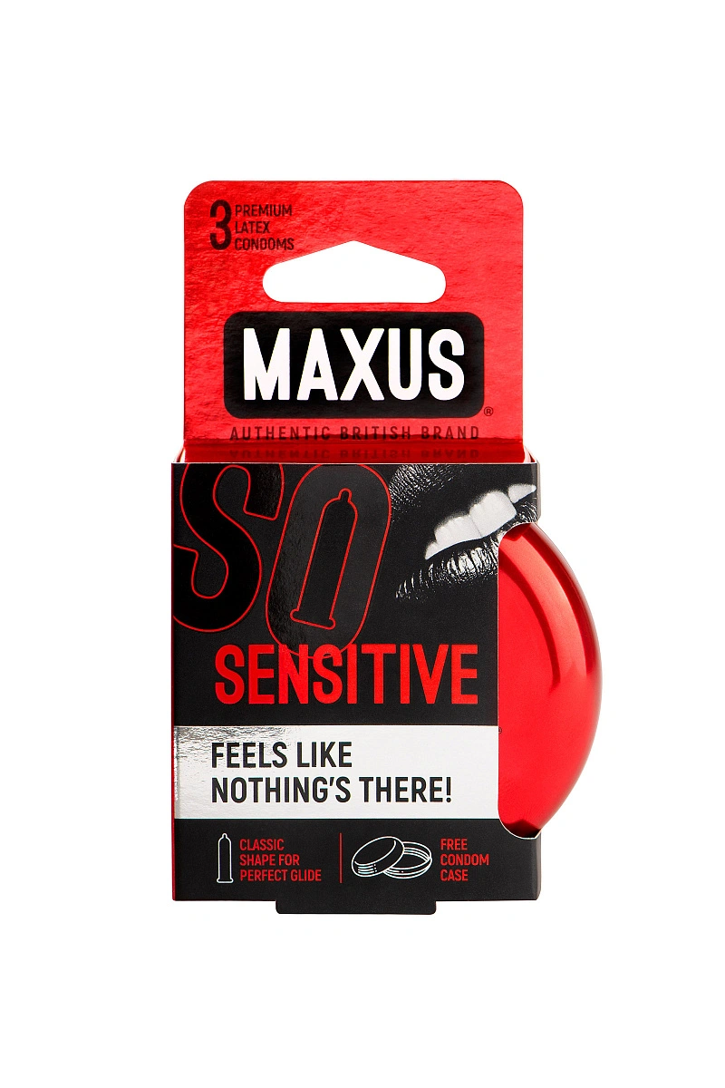 Презервативы Maxus Sensitive, ультратонкие, латекс, железный кейс, 3 шт.