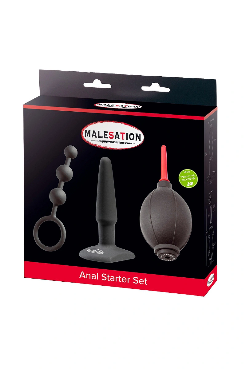 Набор анальных игрушек для начинающих MALESATION Anal Starter Set, черный, 3 шт