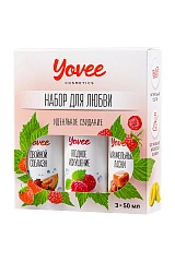 Набор гелей-смазок Yovee для любви (721008+721010+721014), вкус (клубн/дыня+малин/мята+карам),3х50мл