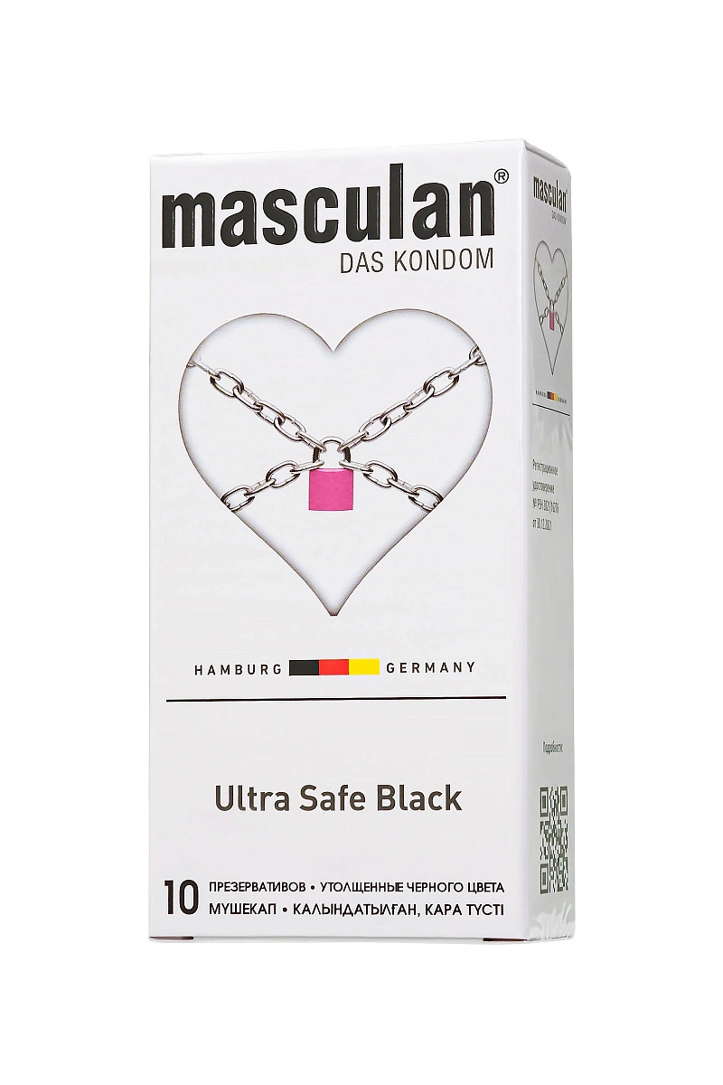 Презервативы Masculan, ultra 4, ультрапрочные, 19 см, 3,4 см, 10 шт.(Ultra Safe Black № 10)