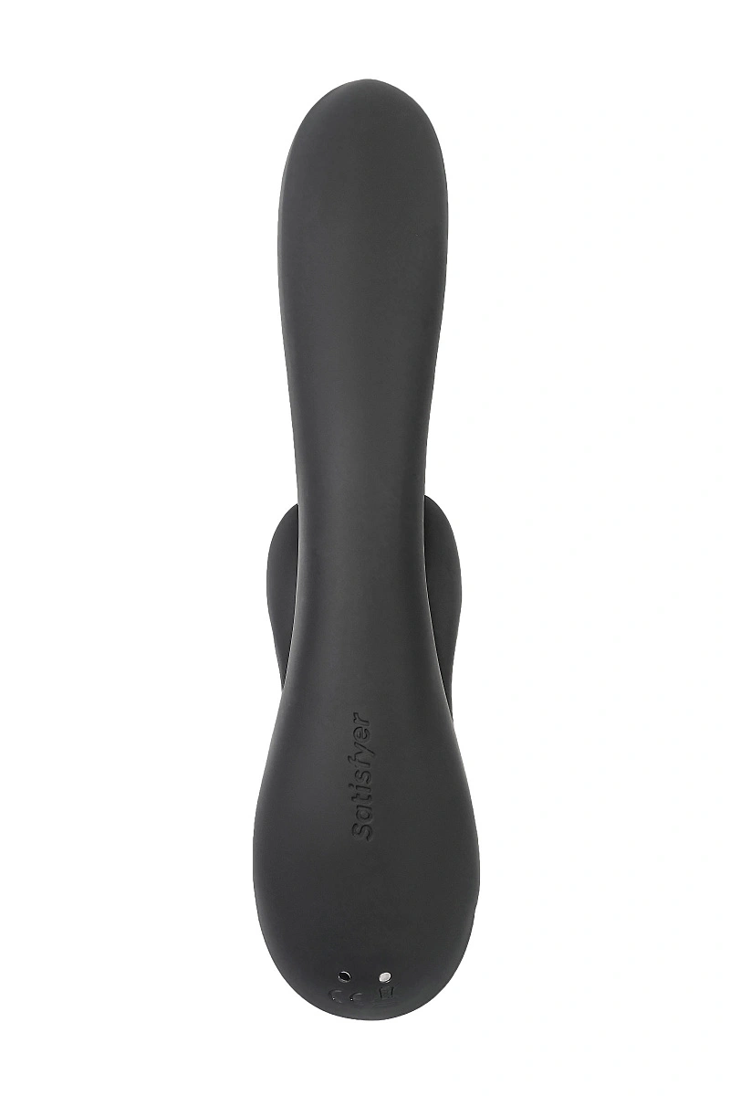 Вибратор с клиторальным стимулятором Satisfyer Double Flex Connect App, черный, силикон, 20 см