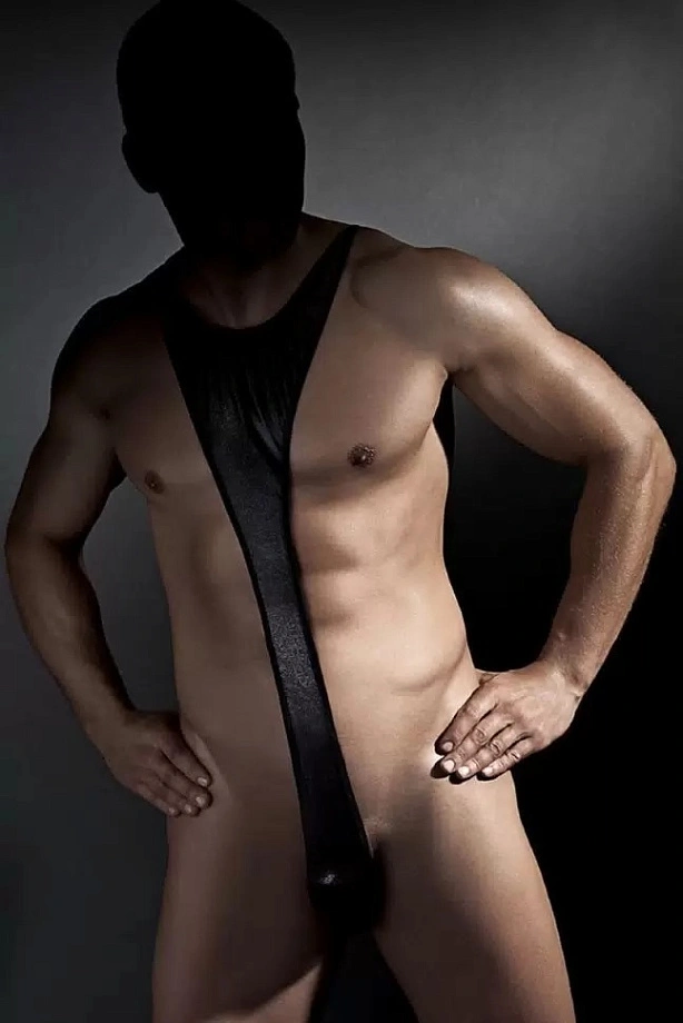 Мужское боди Anais Derrick из ткани с wet-эффектом, черный