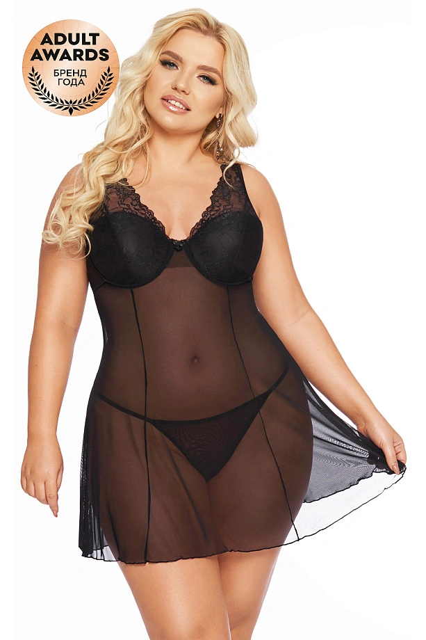 Комбинация и стринги SoftLine Collection Berta, черный