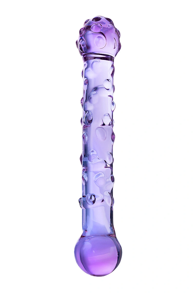 Двусторонний фаллоимитатор Sexus Glass, стекло, фиолетовый, 19,5 см