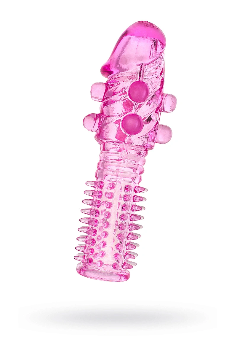 Насадка на пенис с шариками TOYFA Basic, TPE, розовый, 14 см