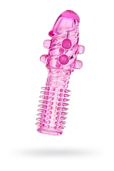 Насадка на пенис с шариками TOYFA Basic, TPE, розовый, 14 см