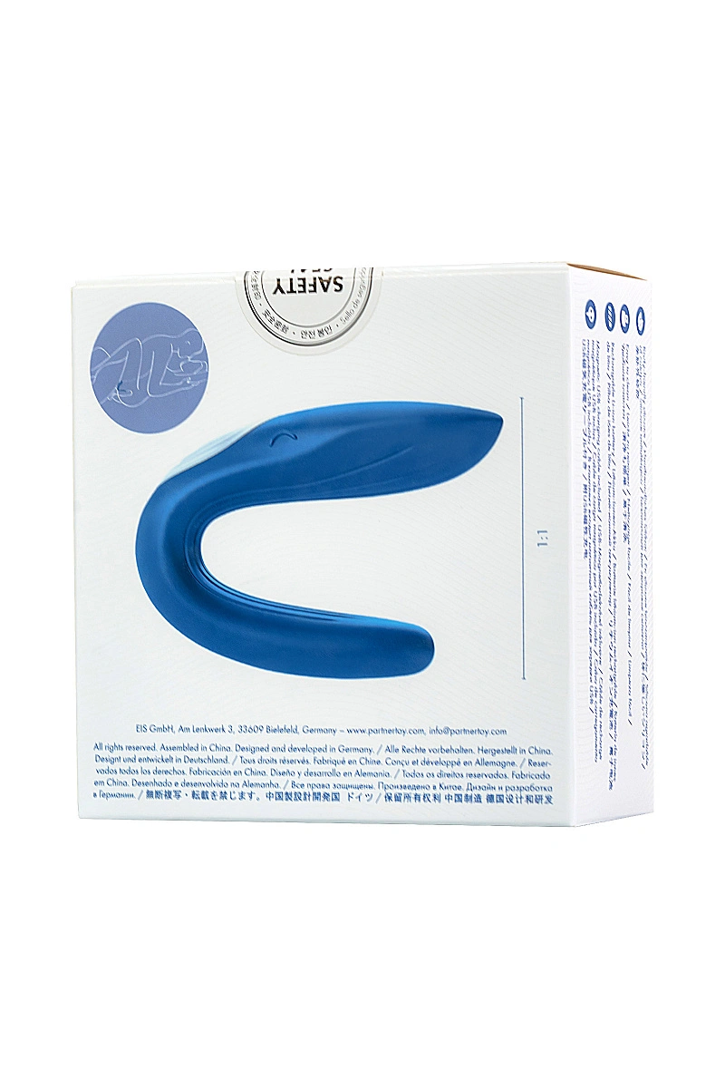 Многофункциональный стимулятор для пар Satisfyer Double Whale, силикон, голубой, 17 см.