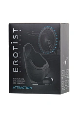Чехол для мошонки Erotist Attraction с эрекционным кольцом и вибрацией, силикон, черный, 6,5 см