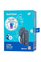 Вибровкладыш в трусики Satisfyer Little Secret Connect App с пультом ДУ, силикон, чёрный, 8,57 см