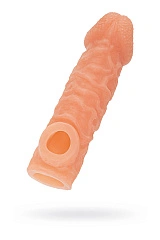 Насадка реалистичная KOKOS COCK SLEEVE 007-S с дополнительной стимуляцией, TPE, телесная, 13.8 см