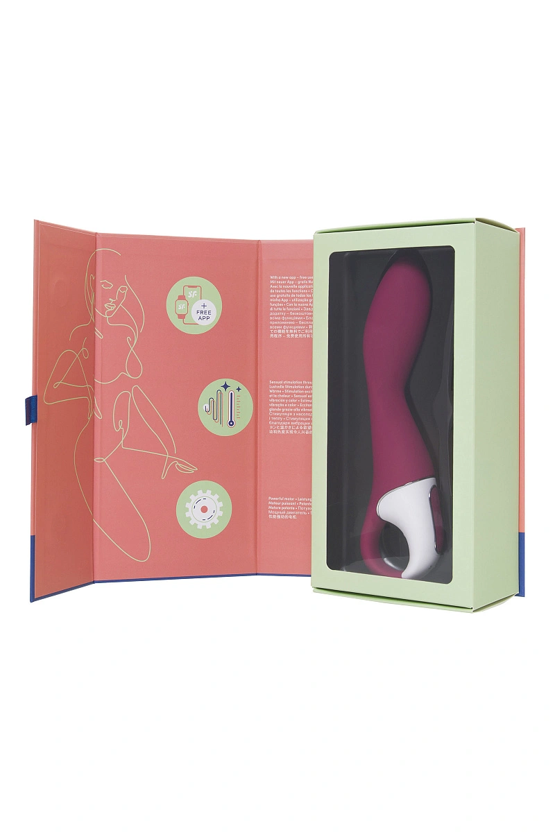 Вибратор с подогревом Satisfyer Heated Thrill Connect App, бордовый, 20,6 см