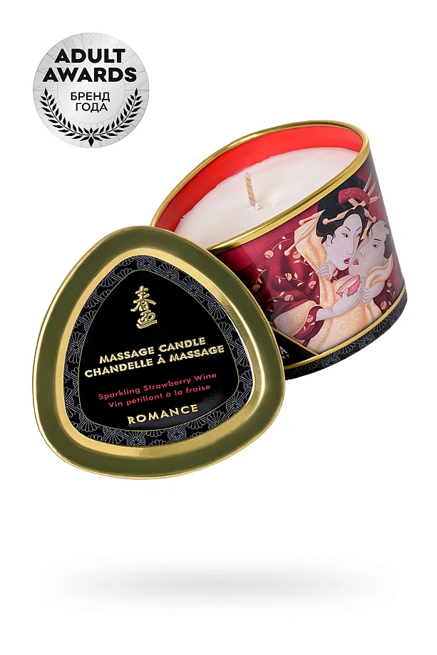 Массажное аромамасло в виде свечи «Романтика.Шампанское и клубника» (Romance), 170 мл, Shunga