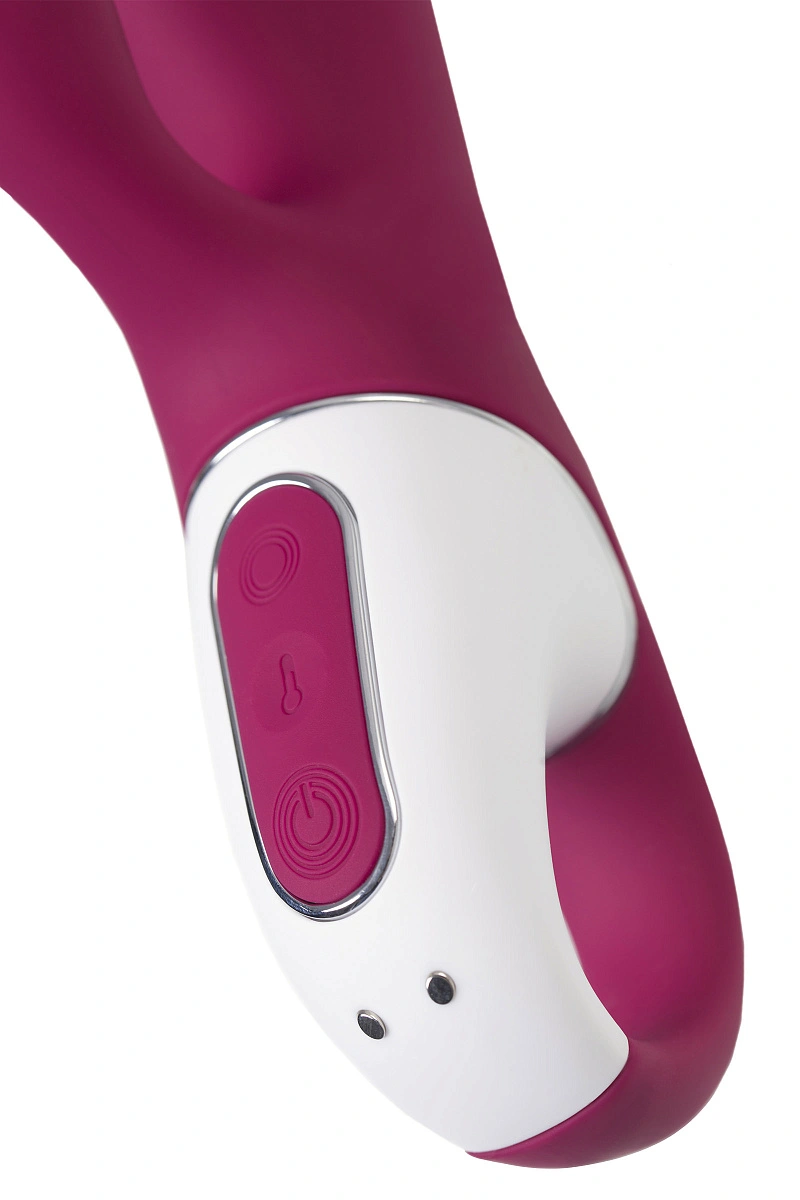 Вибратор с клиторальным стимулятором и подогревом Satisfyer Hot Bunny Connect App, бордовый, 17,5 см