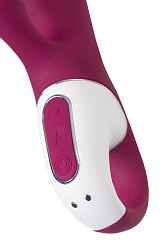 Вибратор с клиторальным стимулятором и подогревом Satisfyer Hot Bunny Connect App, бордовый, 17,5 см