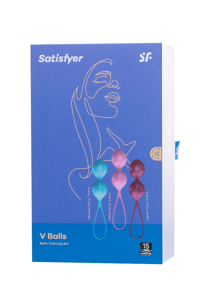 Набор вагинальных шариков Satisfyer Balls C03 Double, силикон, ассорти, Ø 3 см.