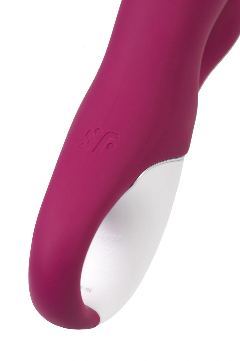 Вибратор с клиторальным стимулятором и подогревом Satisfyer Hot Bunny Connect App, бордовый, 17,5 см
