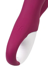 Вибратор с клиторальным стимулятором и подогревом Satisfyer Hot Bunny Connect App, бордовый, 17,5 см