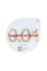 Презервативы Sagami, original 0.01, полиуретан, 17 см, 5,5 см, 5 шт.