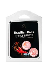 Массажное масло SECRET PLAY BRAZILIAN BALLS, тройной эффект, 2 х 4 гр