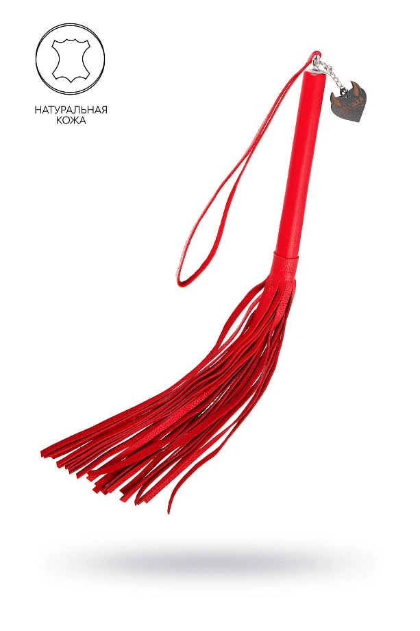 Плеть Pecado, красная рукоять, красные хлысты, натуральная кожа