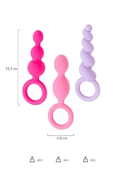 Набор анальных плагов Satisfyer Booty Call colored 3 шт, силикон, ассорти, 13,5 см