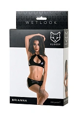 Комплект Glossy Brianna из материала Wetlook, черный