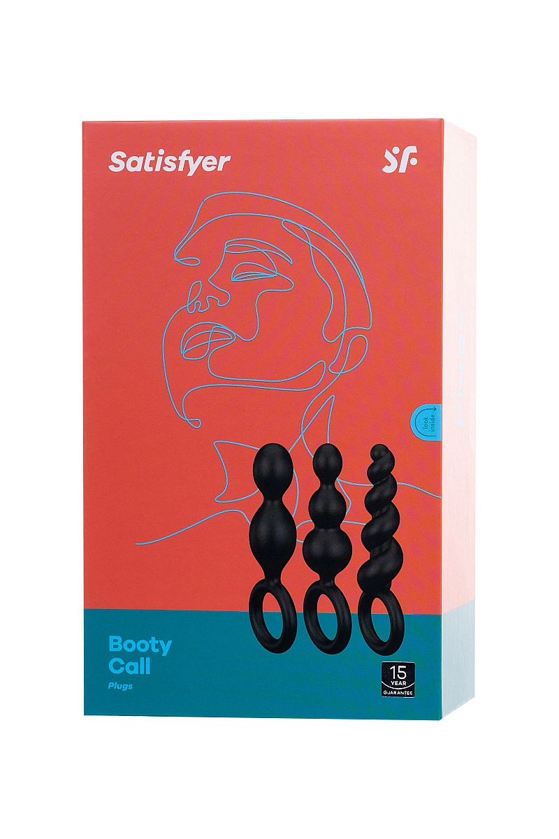 Набор анальных плагов Satisfyer Booty Call black 3 шт, силикон, чёрный, 13,5 см