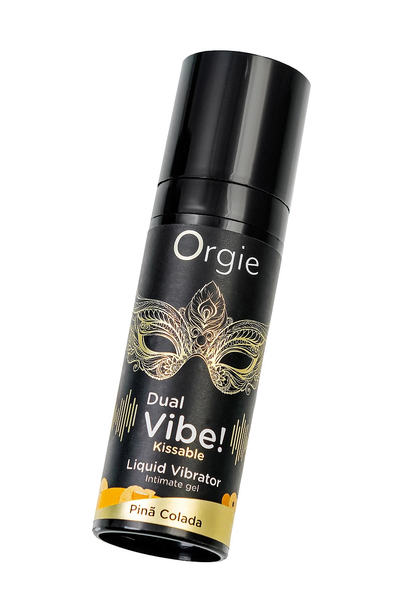 Съедобный гель с эффектом вибрации Orgie DUAL VIBE! - KISSABLE, со вкусом пина колада, 15 мл