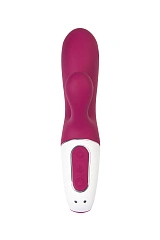 Вибратор с клиторальным стимулятором и подогревом Satisfyer Hot Bunny Connect App, бордовый, 17,5 см