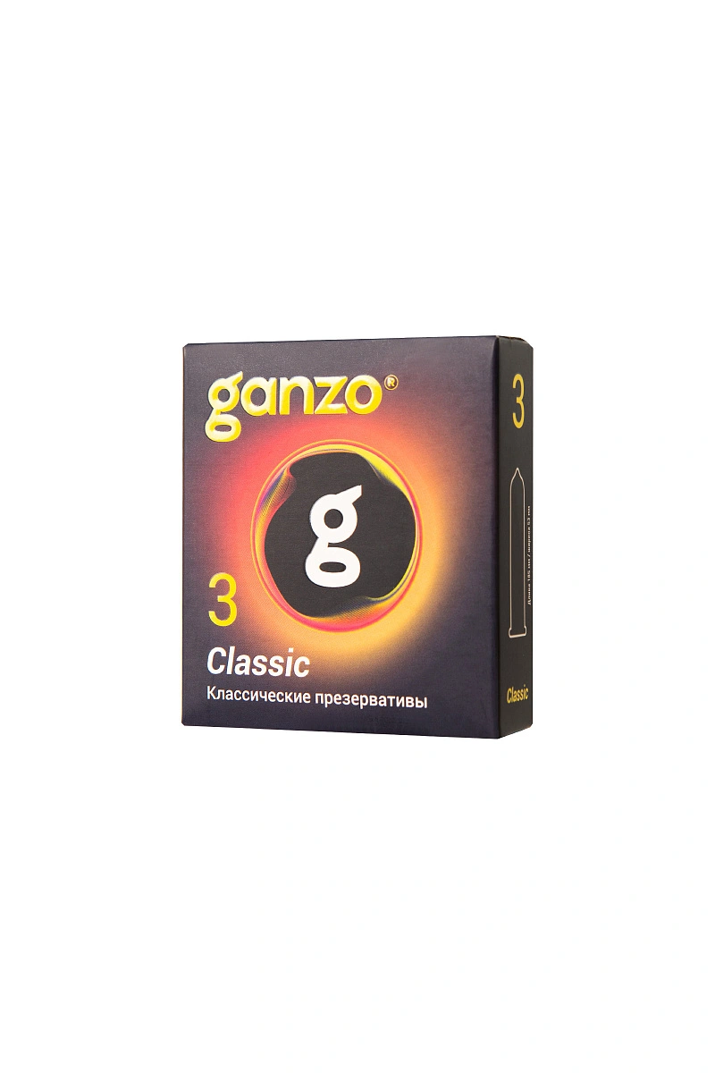 Презервативы Ganzo, classic, классические, латекс, двойная смазка, 18,5 см, 5,2 см, 3 шт.