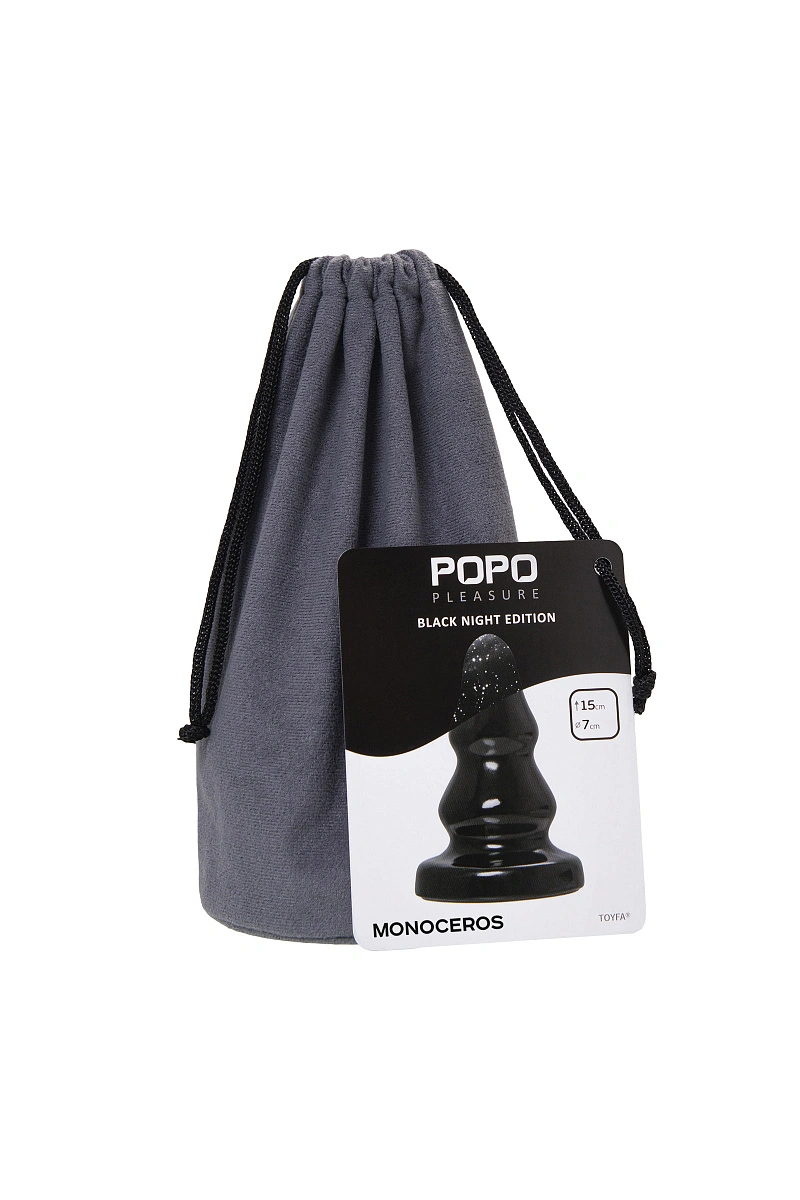 Анальная втулка TOYFA POPO Pleasure Monoceros, PVC, черная, 15 см, Ø 7 см