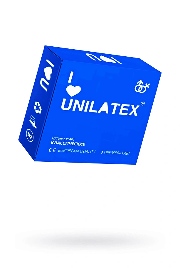 Презервативы Unilatex, natural plain, гладкие, классические, 3 шт.