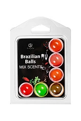 Массажное масло SECRET PLAY BRAZILIAN BALLS, микс ароматов, 6 х 4 гр