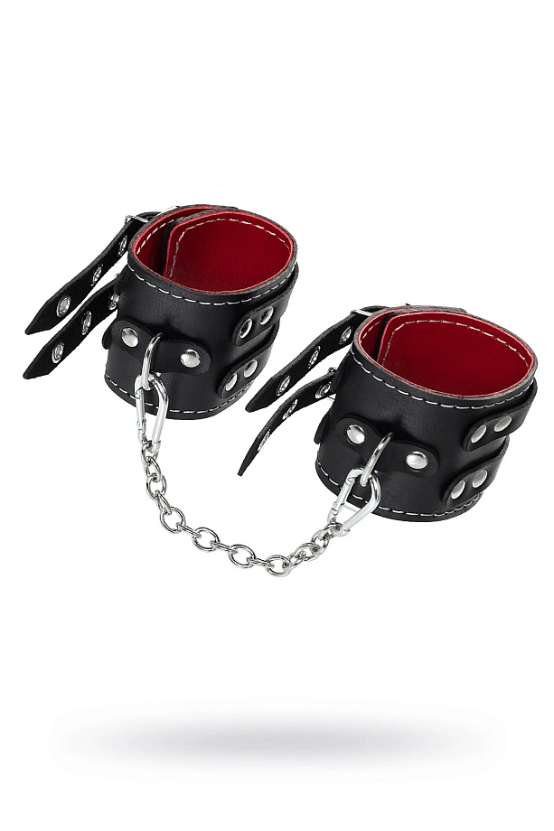 Оковы Pecado, с двумя ремнями и красной подкладкой, натуральная кожа, черные
