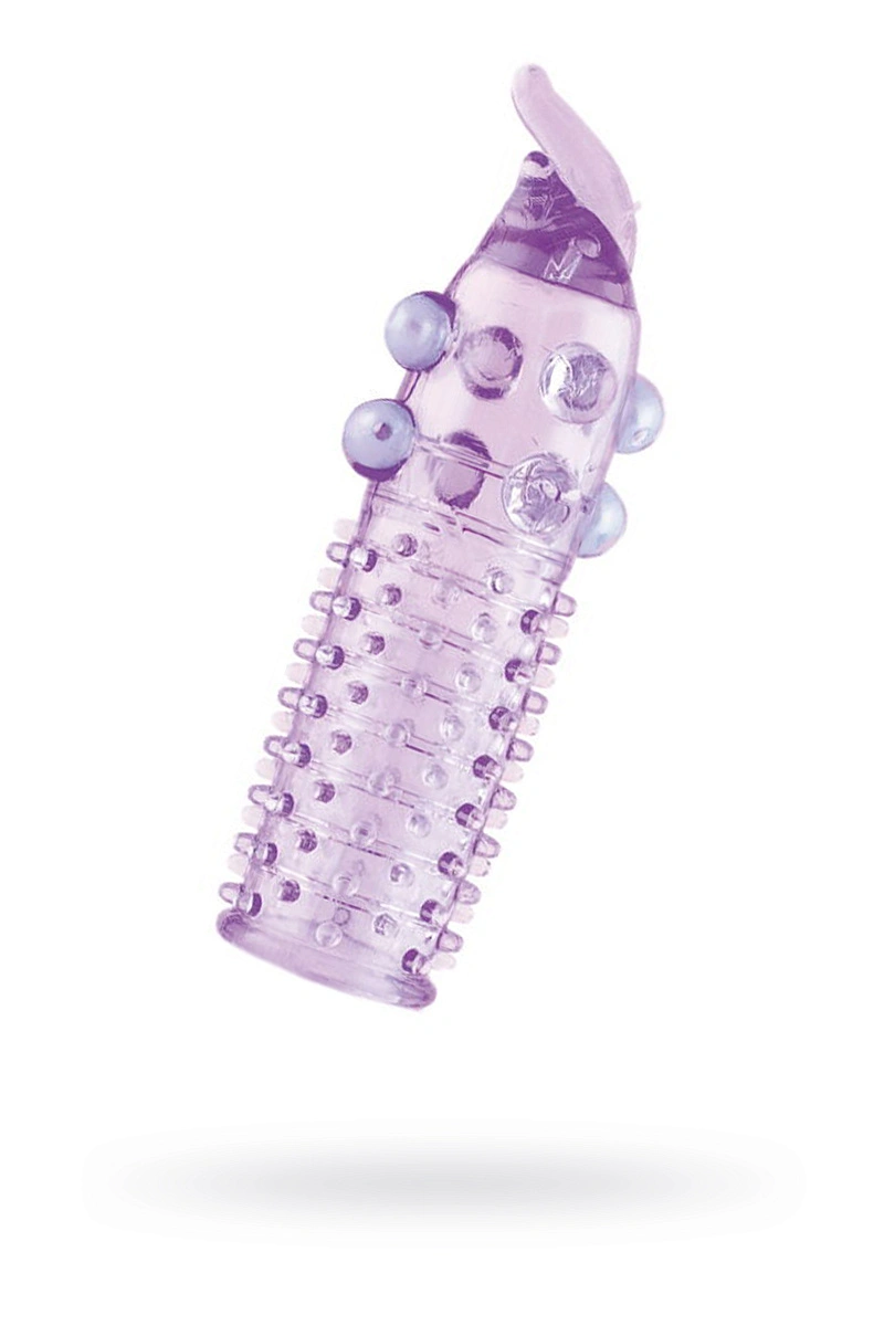Насадка на член с шариками TOYFA Basic, TPE, фиолетовый, 13 см
