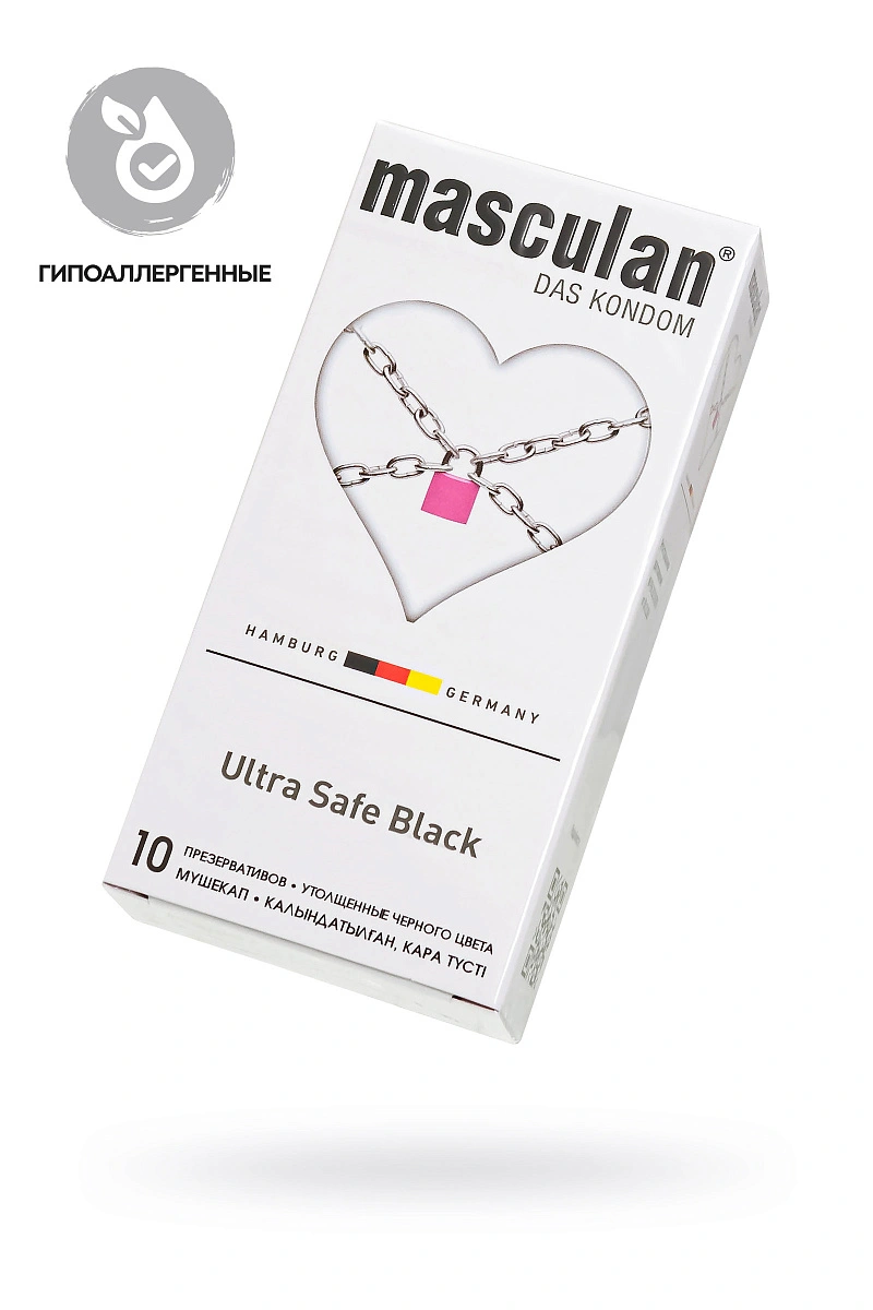 Презервативы Masculan, ultra 4, ультрапрочные, 19 см, 3,4 см, 10 шт.(Ultra Safe Black № 10)