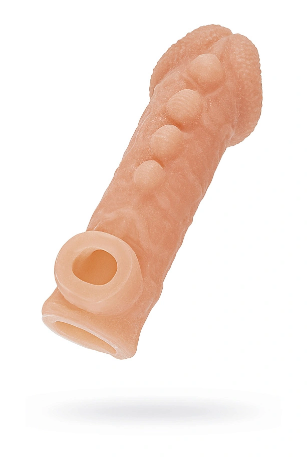 Насадка реалистичная KOKOS COCK SLEEVE 008-L с дополнительной стимуляцией, TPE, телесная, 17.6 см